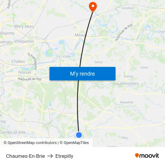 Chaumes-En-Brie to Etrepilly map