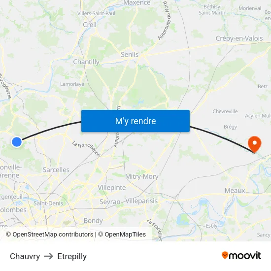 Chauvry to Etrepilly map