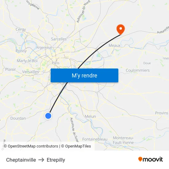Cheptainville to Etrepilly map