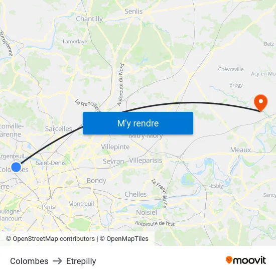 Colombes to Etrepilly map