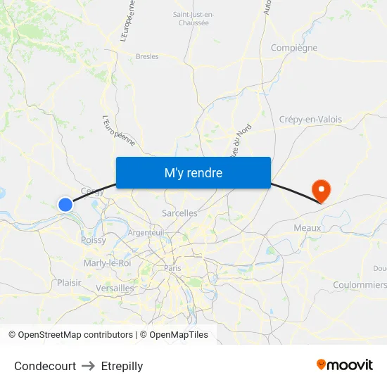 Condecourt to Etrepilly map