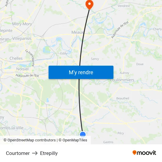 Courtomer to Etrepilly map