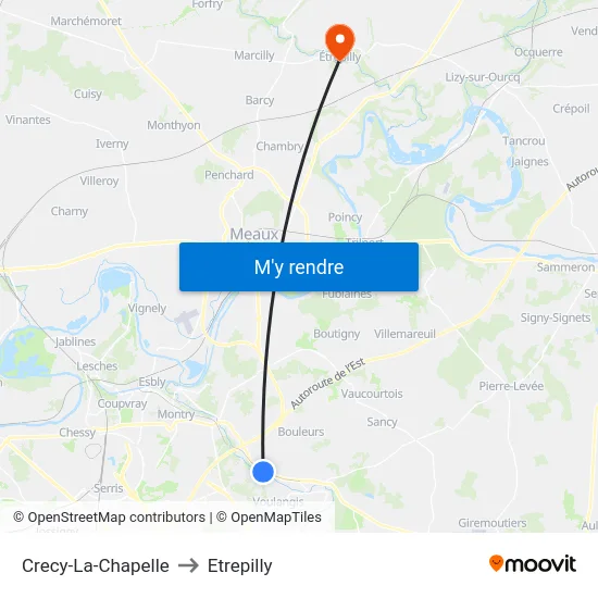 Crecy-La-Chapelle to Etrepilly map