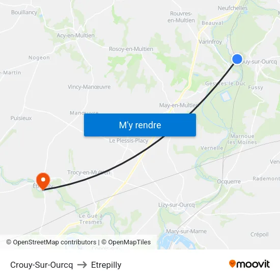 Crouy-Sur-Ourcq to Etrepilly map