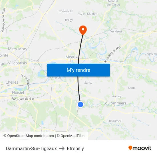 Dammartin-Sur-Tigeaux to Etrepilly map