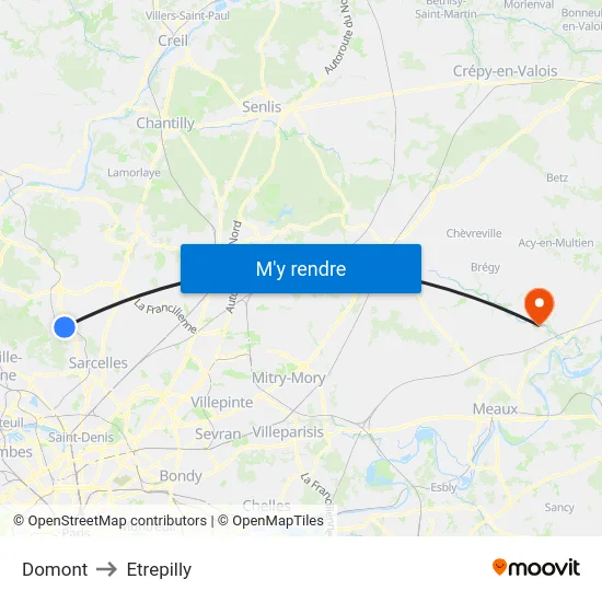 Domont to Etrepilly map