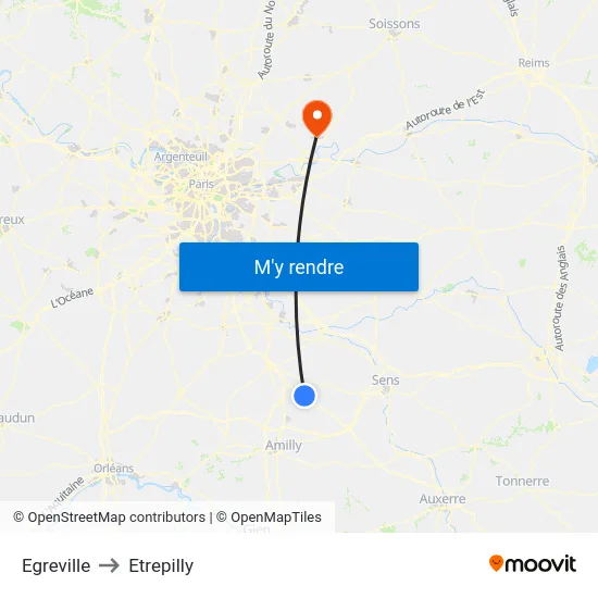 Egreville to Etrepilly map