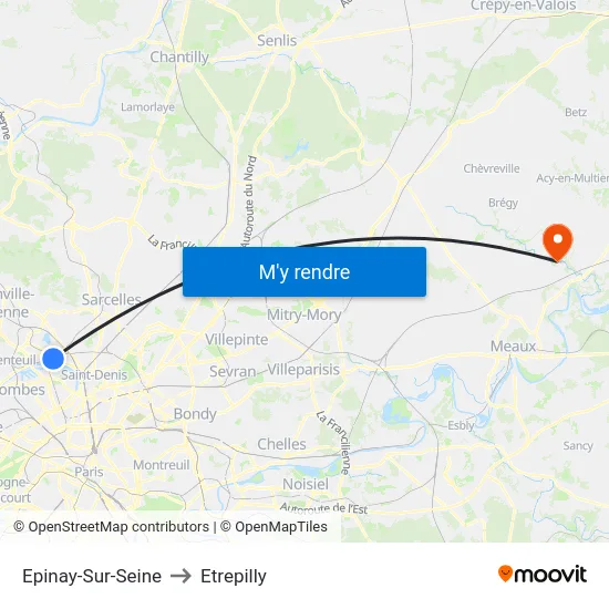 Epinay-Sur-Seine to Etrepilly map