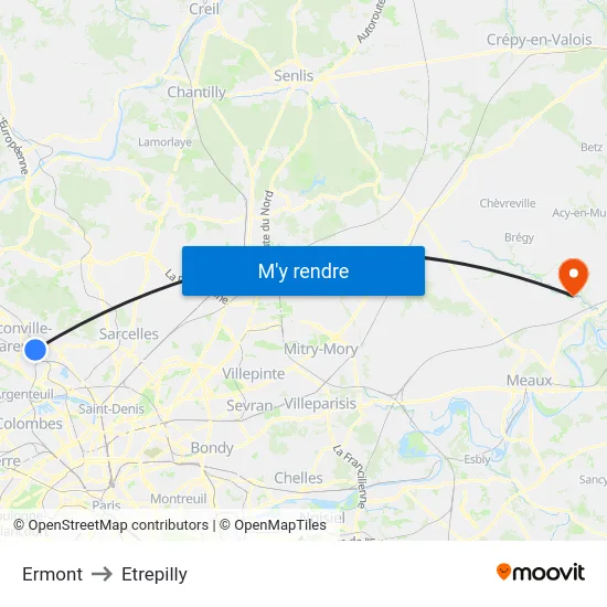 Ermont to Etrepilly map