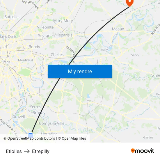 Etiolles to Etrepilly map