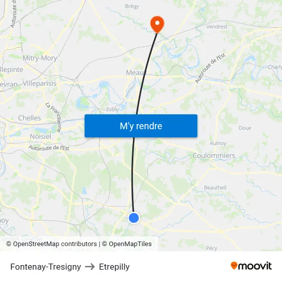 Fontenay-Tresigny to Etrepilly map