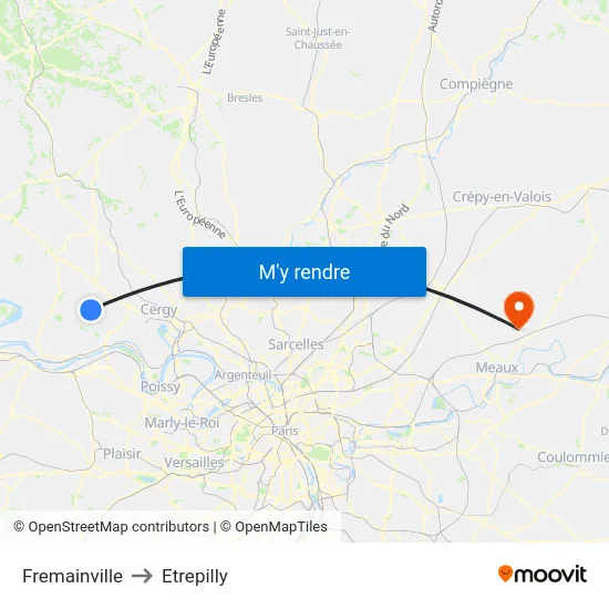 Fremainville to Etrepilly map