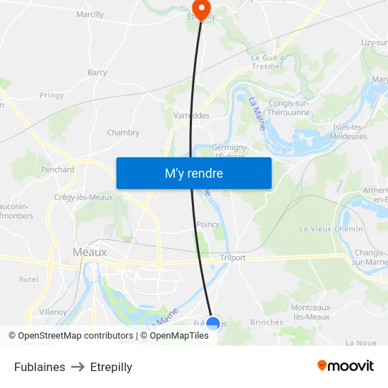 Fublaines to Etrepilly map
