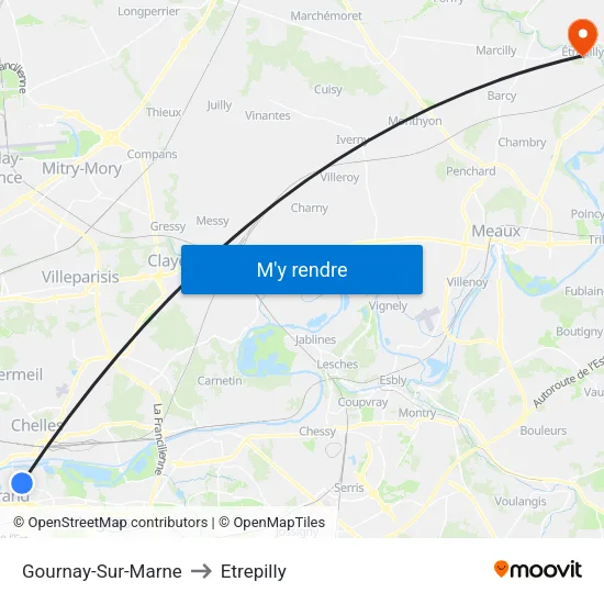 Gournay-Sur-Marne to Etrepilly map
