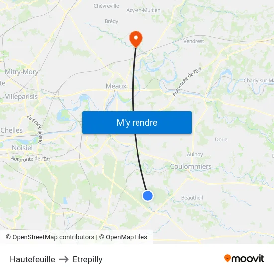 Hautefeuille to Etrepilly map