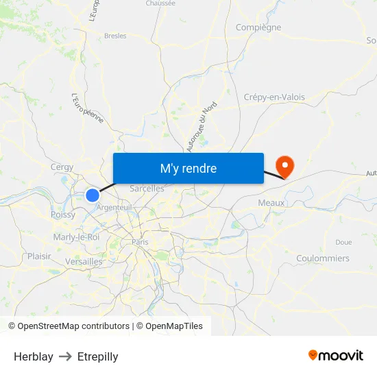 Herblay to Etrepilly map