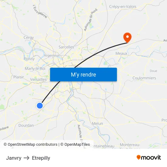 Janvry to Etrepilly map