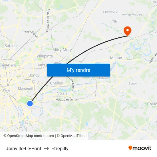 Joinville-Le-Pont to Etrepilly map