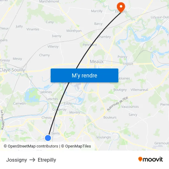 Jossigny to Etrepilly map