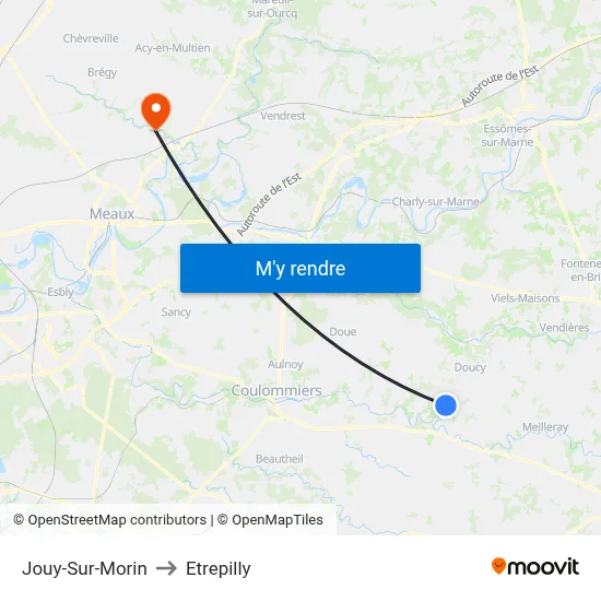Jouy-Sur-Morin to Etrepilly map