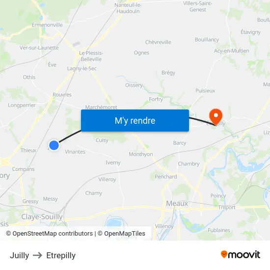 Juilly to Etrepilly map