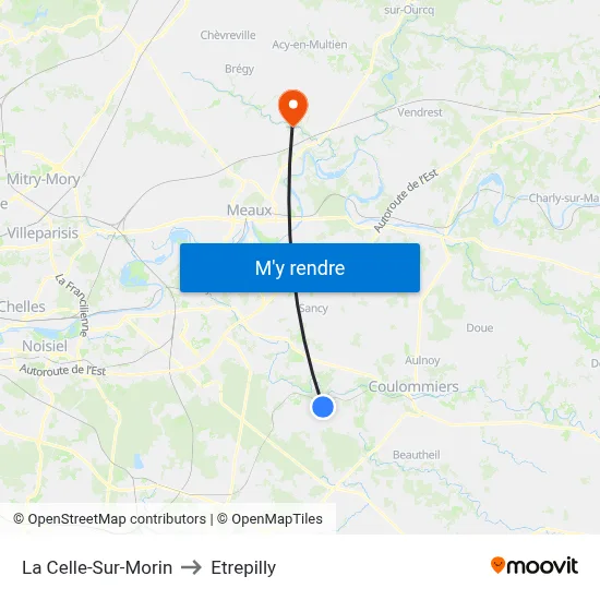 La Celle-Sur-Morin to Etrepilly map