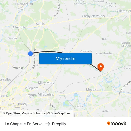 La Chapelle-En-Serval to Etrepilly map