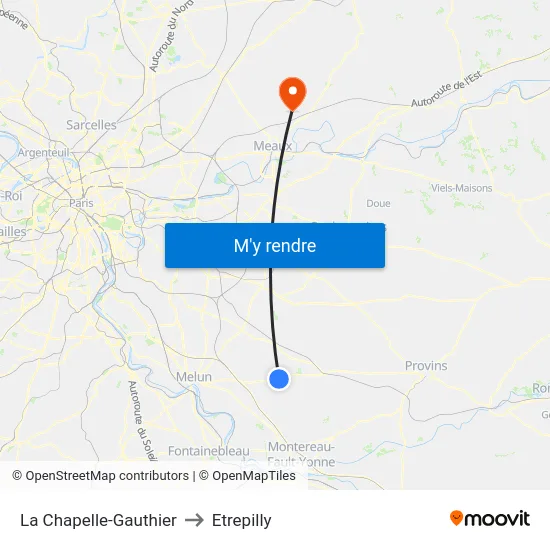 La Chapelle-Gauthier to Etrepilly map