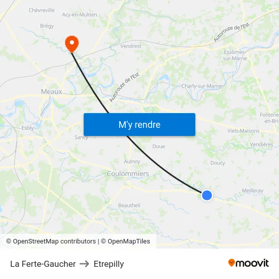 La Ferte-Gaucher to Etrepilly map