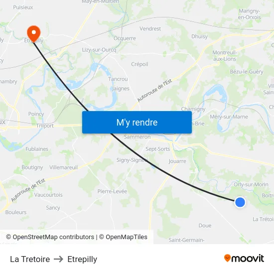 La Tretoire to Etrepilly map