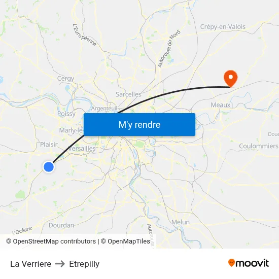 La Verriere to Etrepilly map