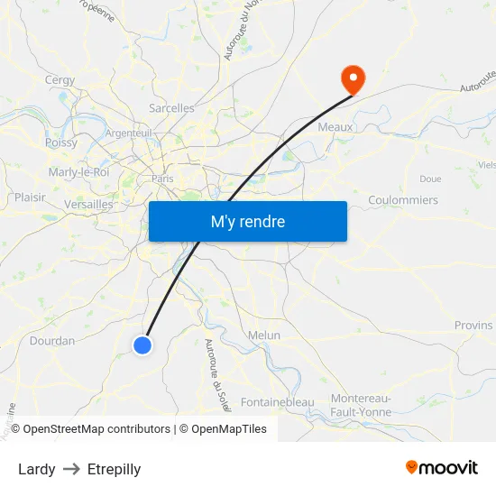 Lardy to Etrepilly map