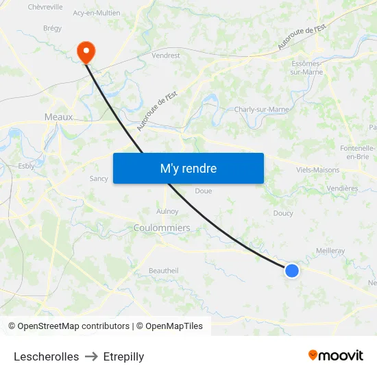Lescherolles to Etrepilly map