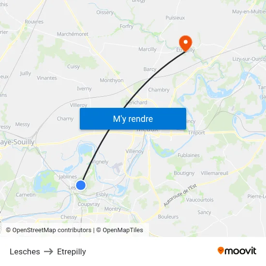 Lesches to Etrepilly map
