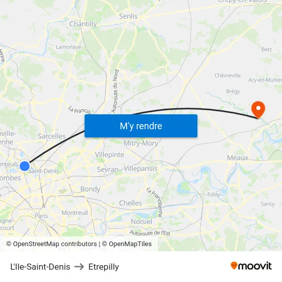 L'Ile-Saint-Denis to Etrepilly map