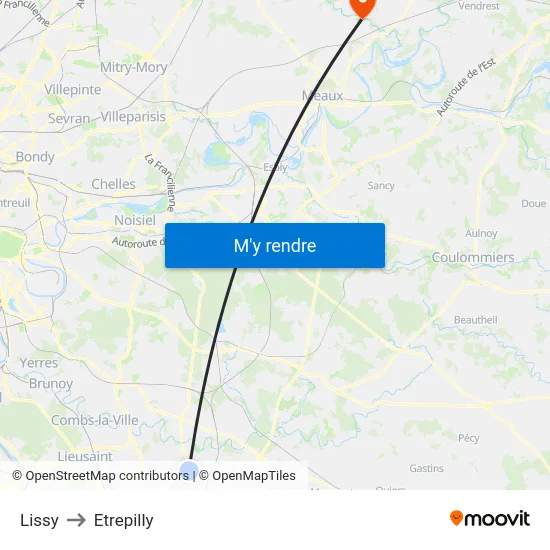 Lissy to Etrepilly map