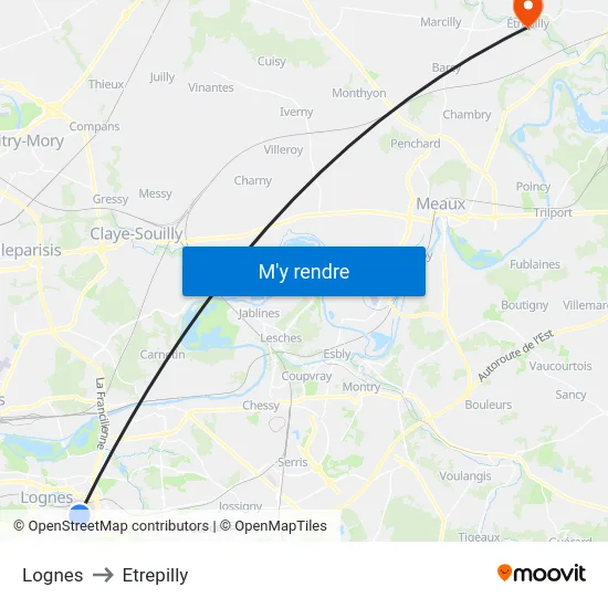 Lognes to Etrepilly map