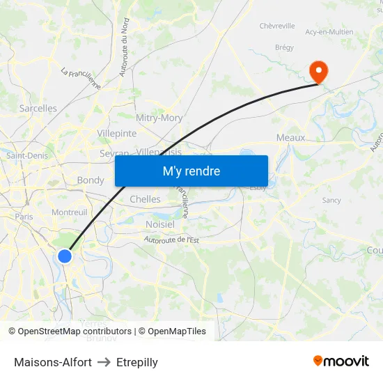Maisons-Alfort to Etrepilly map