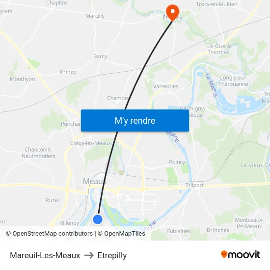 Mareuil-Les-Meaux to Etrepilly map