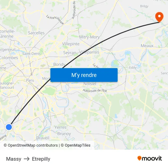 Massy to Etrepilly map