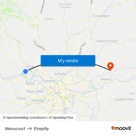 Menucourt to Etrepilly map
