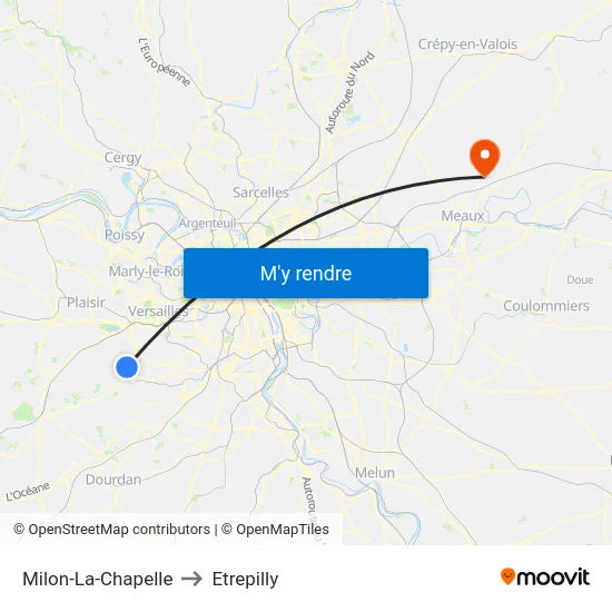 Milon-La-Chapelle to Etrepilly map