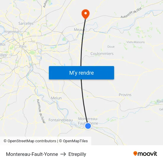 Montereau-Fault-Yonne to Etrepilly map