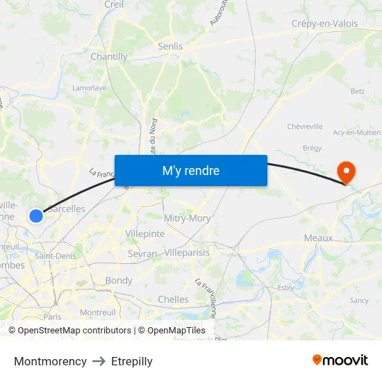 Montmorency to Etrepilly map