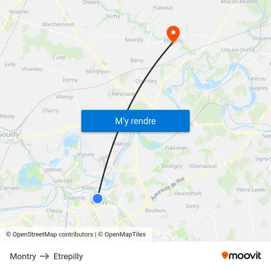 Montry to Etrepilly map