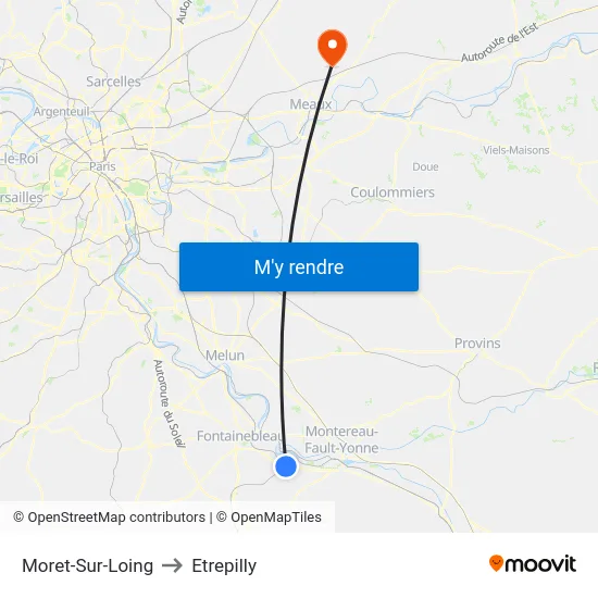 Moret-Sur-Loing to Etrepilly map