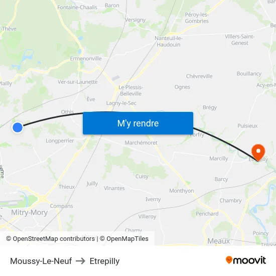 Moussy-Le-Neuf to Etrepilly map