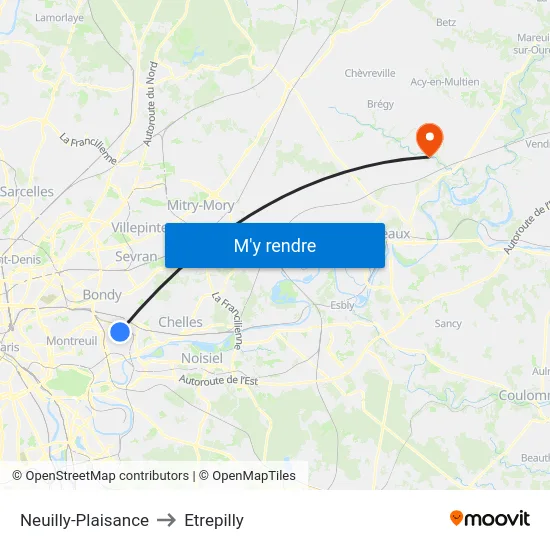 Neuilly-Plaisance to Etrepilly map