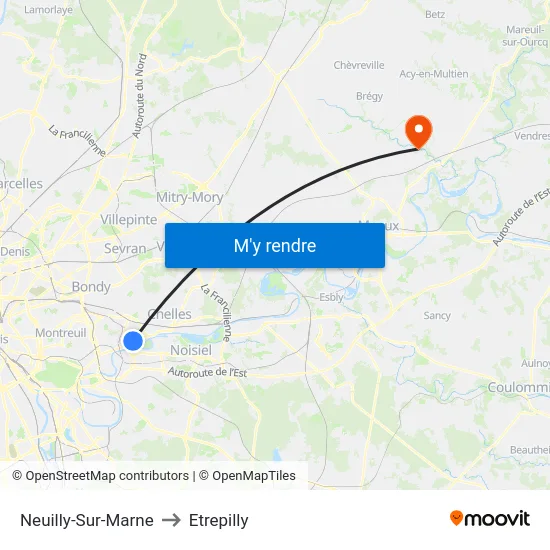 Neuilly-Sur-Marne to Etrepilly map