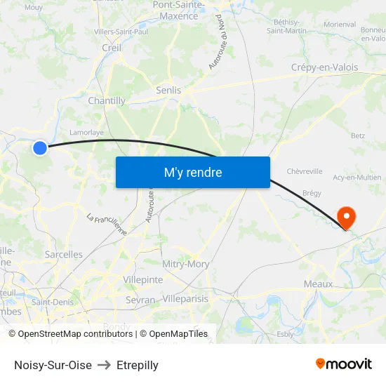 Noisy-Sur-Oise to Etrepilly map